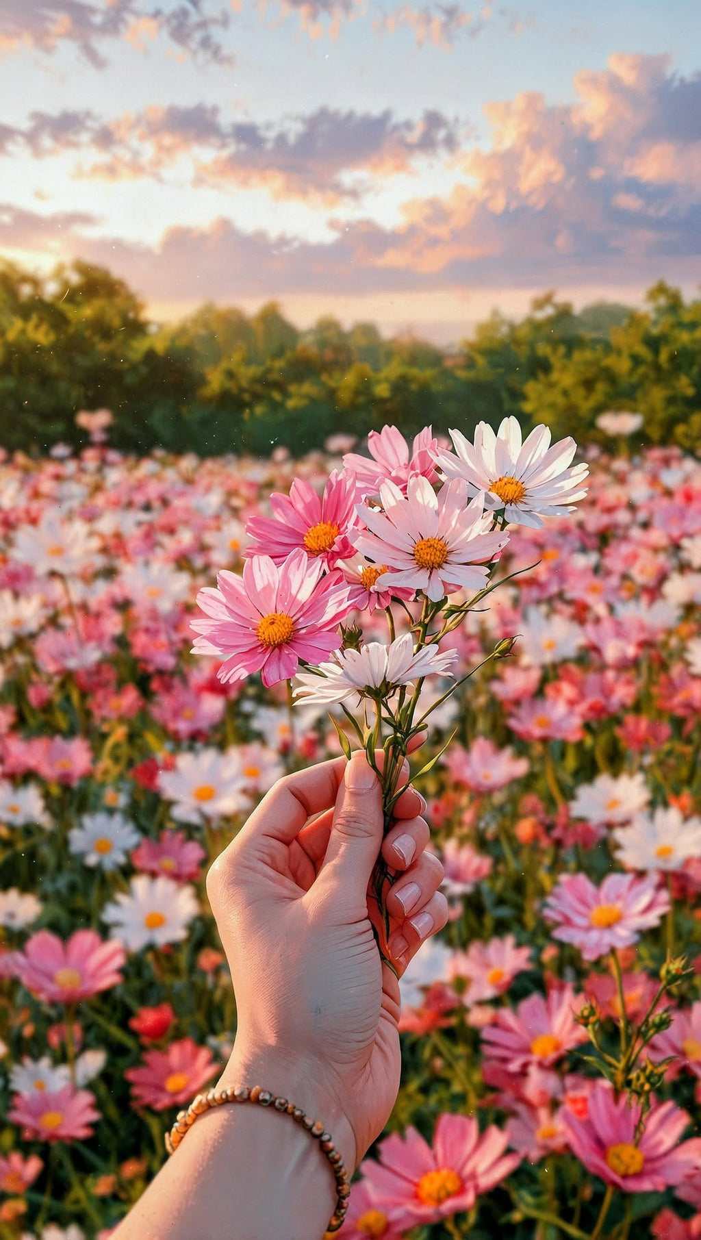 “Bloom in the Light” – 4K Sunrise Flower Field Poster (Mulitple Selections)