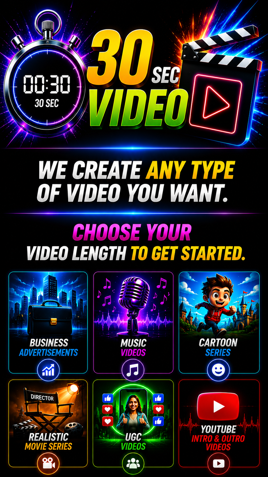 🎤 Commerical Video Package — 30 Seconds