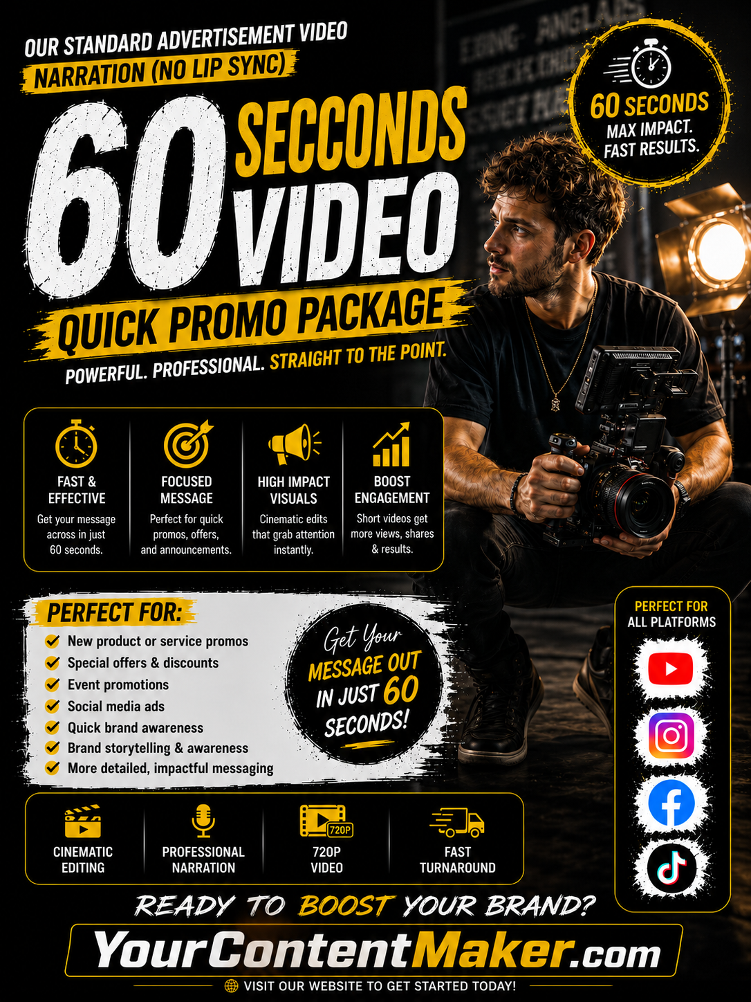 🎬 Quick Promo Package — 60 Seconds Video