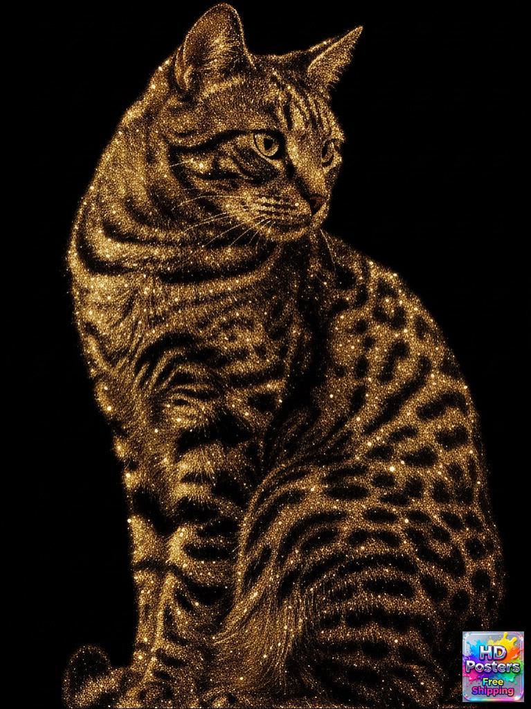 “Golden Gaze” – Luxury Feline Art Edition (Mulitple Selections)