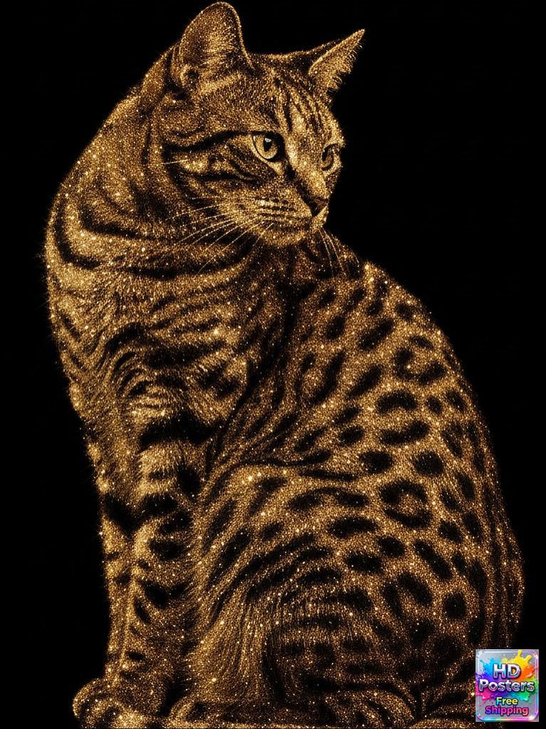 “Golden Gaze” – Luxury Feline Art Edition (Mulitple Selections)