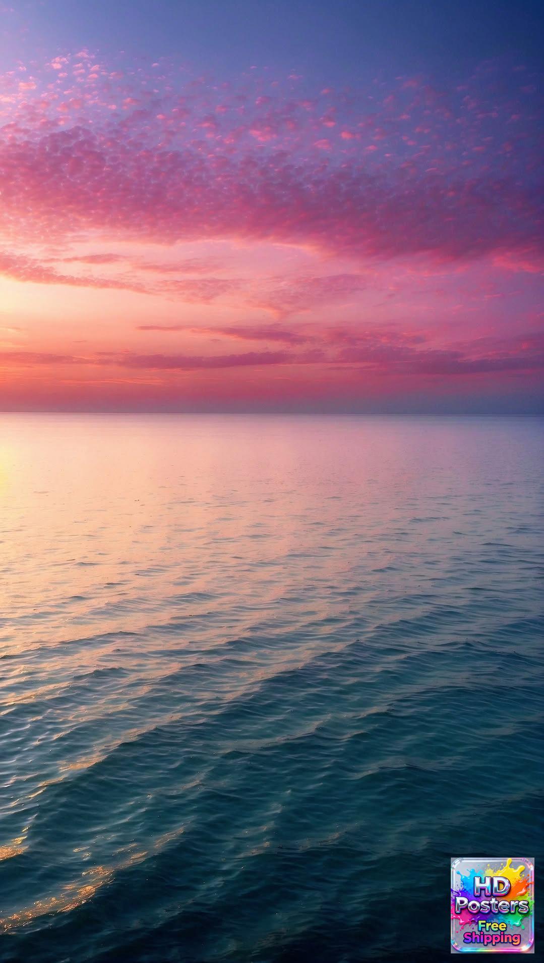 “Golden Horizon” – 4K Tranquil Sunset Sail Poster (Mulitple Selections)