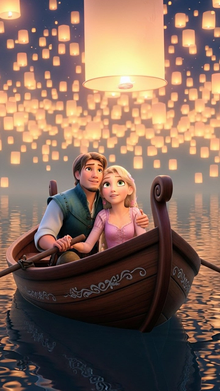 “Lanterns of Love” – 4K Enchanted Night Sky Poster (Mulitple Selections)