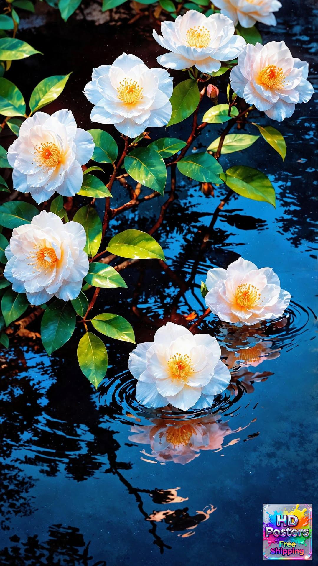 “Midnight Bloom” – 4K Moonlit Hibiscus Poster (Mulitple Selections)