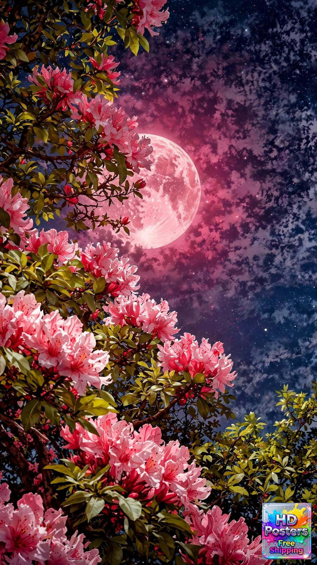 “Midnight Bloom” – 4K Moonlit Hibiscus Poster (Mulitple Selections)