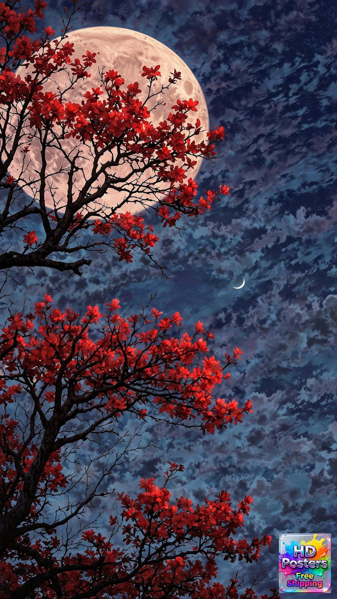 “Midnight Bloom” – 4K Moonlit Hibiscus Poster (Mulitple Selections)