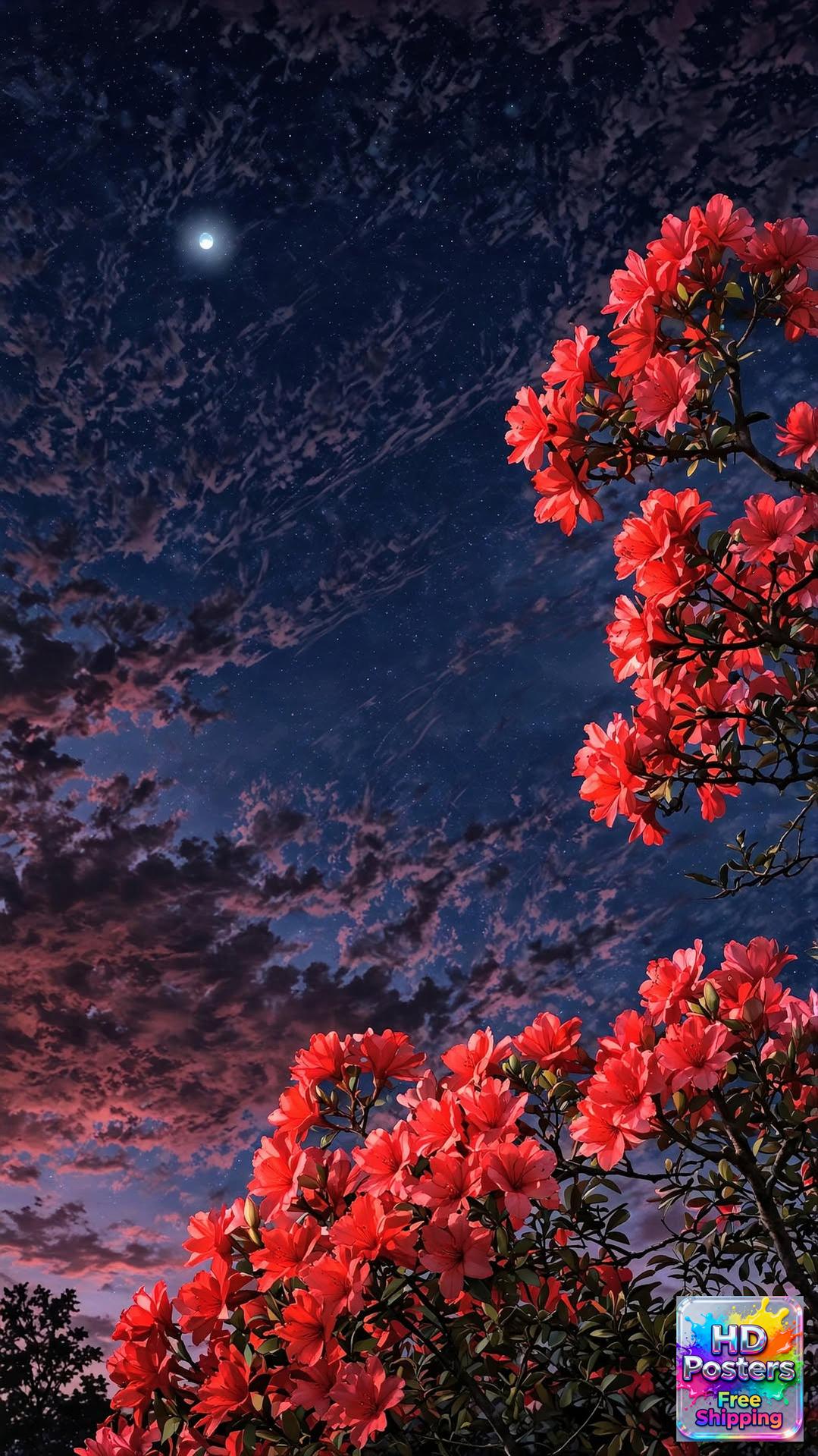 “Midnight Bloom” – 4K Moonlit Hibiscus Poster (Mulitple Selections)