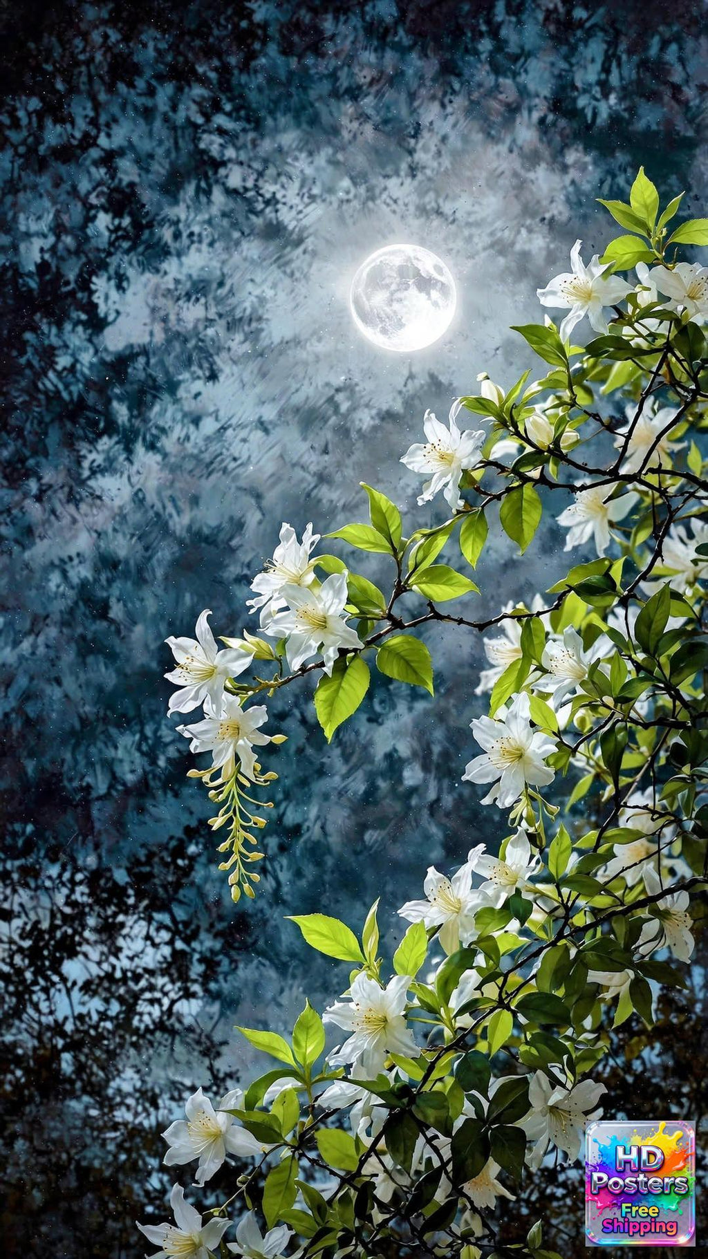 “Midnight Bloom” – 4K Moonlit Hibiscus Poster (Mulitple Selections)