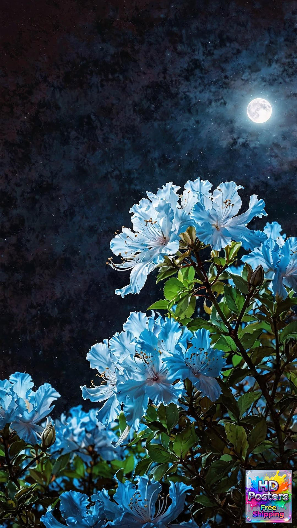 “Midnight Bloom” – 4K Moonlit Hibiscus Poster (Mulitple Selections)