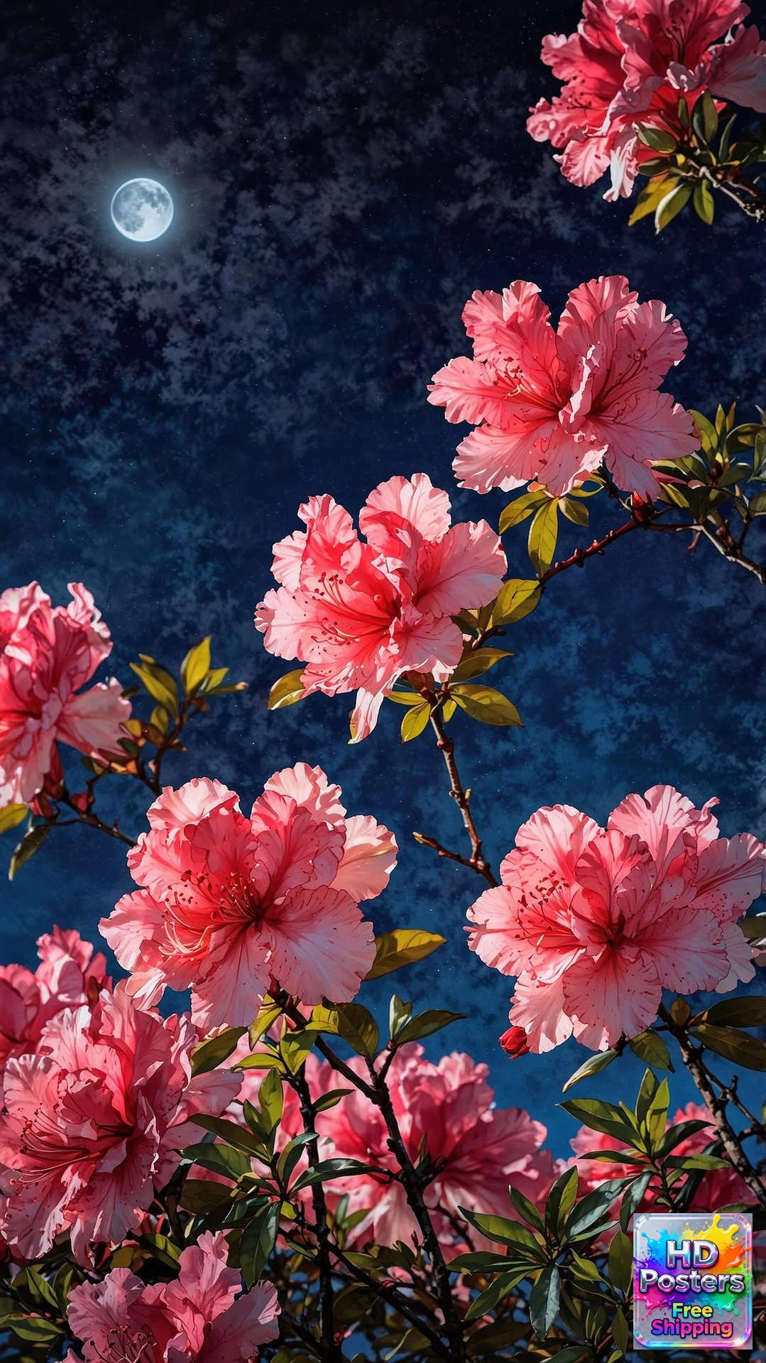 “Midnight Bloom” – 4K Moonlit Hibiscus Poster (Mulitple Selections)