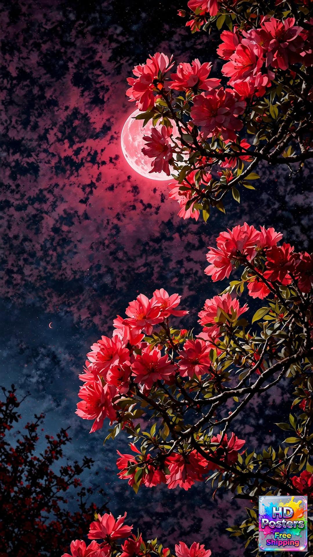 “Midnight Bloom” – 4K Moonlit Hibiscus Poster (Mulitple Selections)