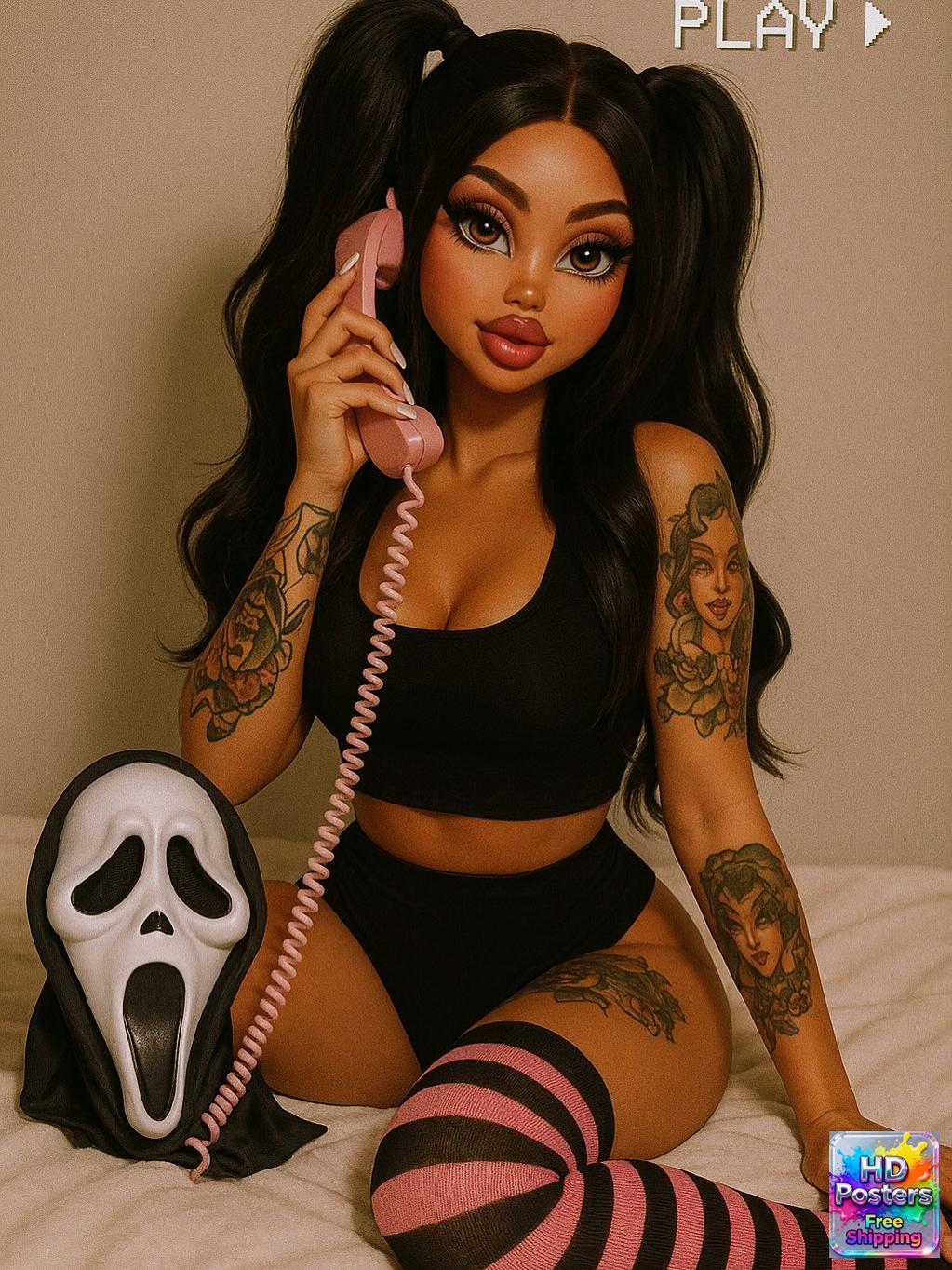 “Retro Hotline” – 4K Y2K Bratz Babe Aesthetic Poster (Mulitple Selections)