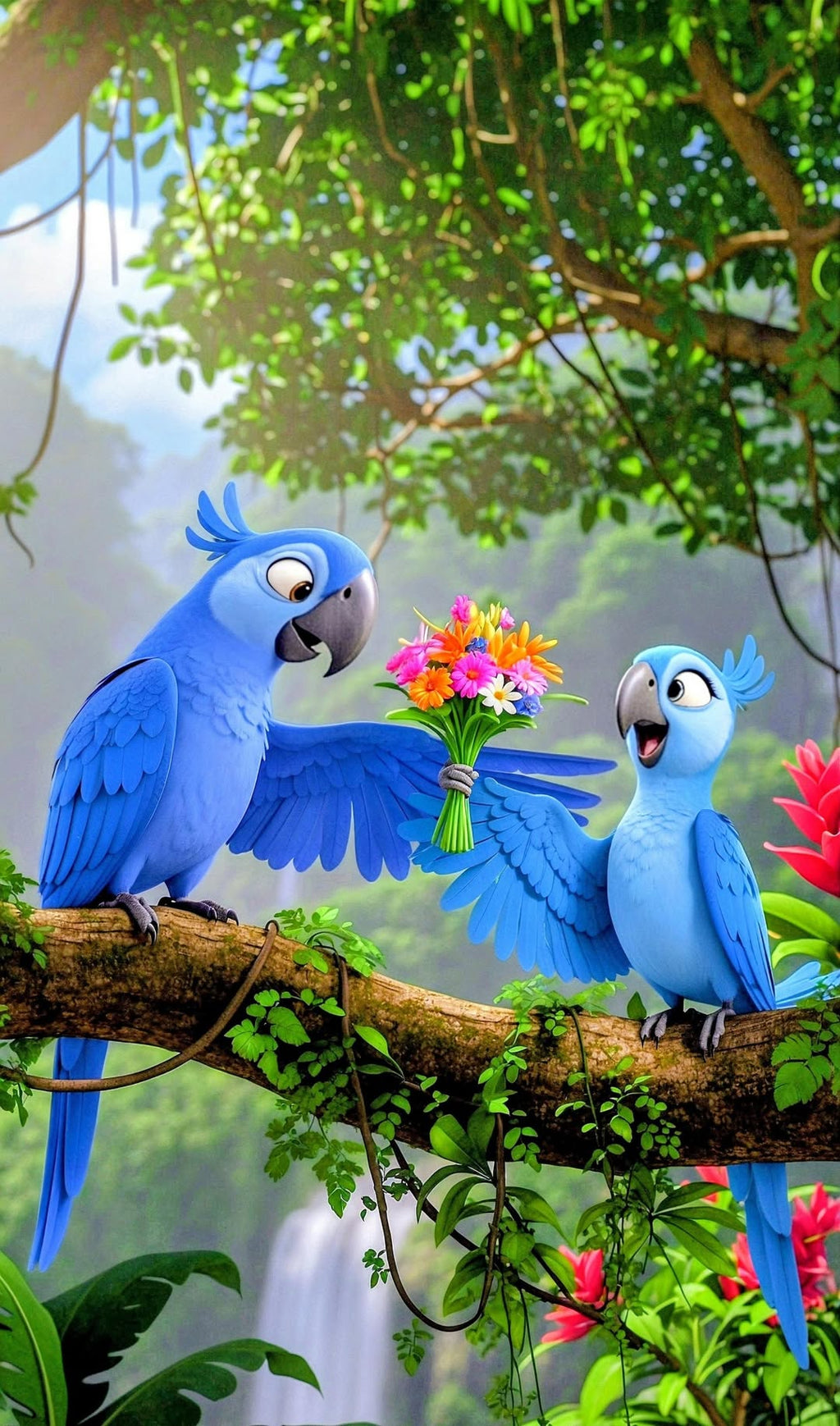 “Tropical Love” – 4K Paradise Parrot Poster (Mulitple Selections)